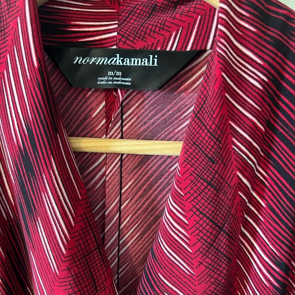 Norma Kamali Printed Wrap Dress Red Stripe Size Medium - Picture 9 of 12